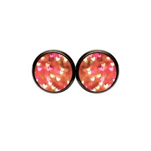 Red Heart Bokeh Earrings